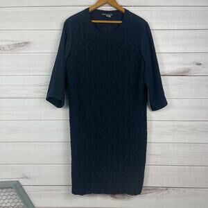 Vince Women's Navy Blue Lace Quarter Sleeve‎ Dress Size Medium